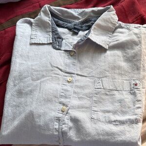 Tommy Hilfiger White Striped Button-Down Shirt